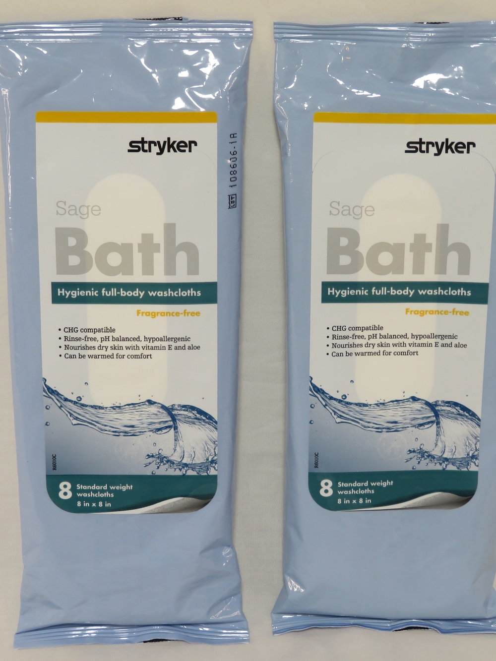 Sage Bath Hygienic Full-Body Washcloths – Fragrance-Free, Light Blue 2 Pks